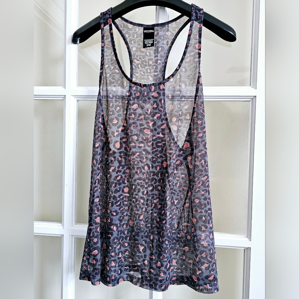 2 Victoria Secret PINK Small Sheer Cami Tank Top Black Pink Grey - Picture 8 of 8